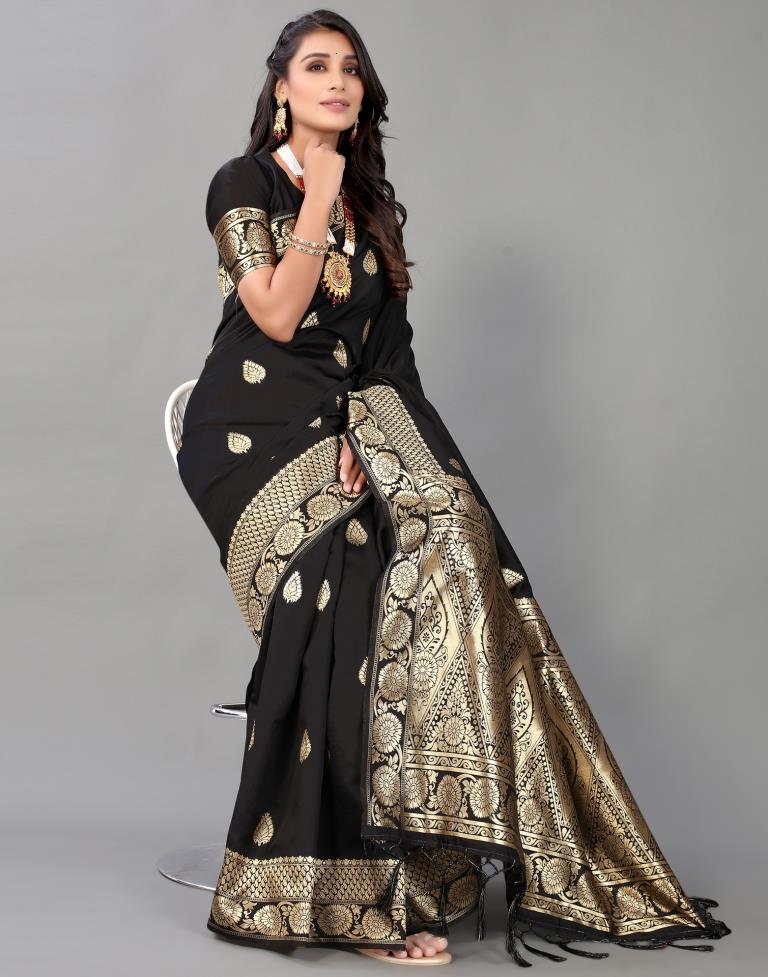 Black And Golden Silk Saree | Leemboodi