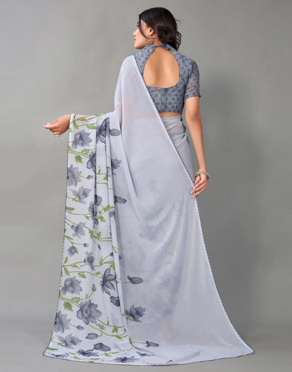 Grey Georgette Saree | Leemboodi