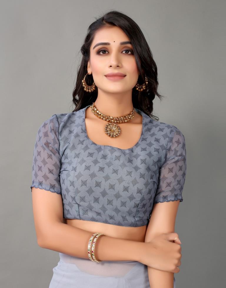 Grey Georgette Saree | Leemboodi