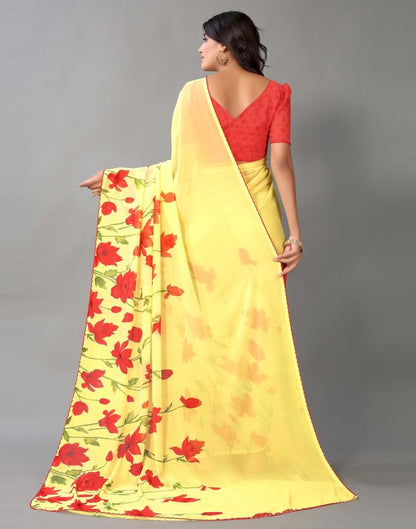 Yellow Georgette Saree | Leemboodi