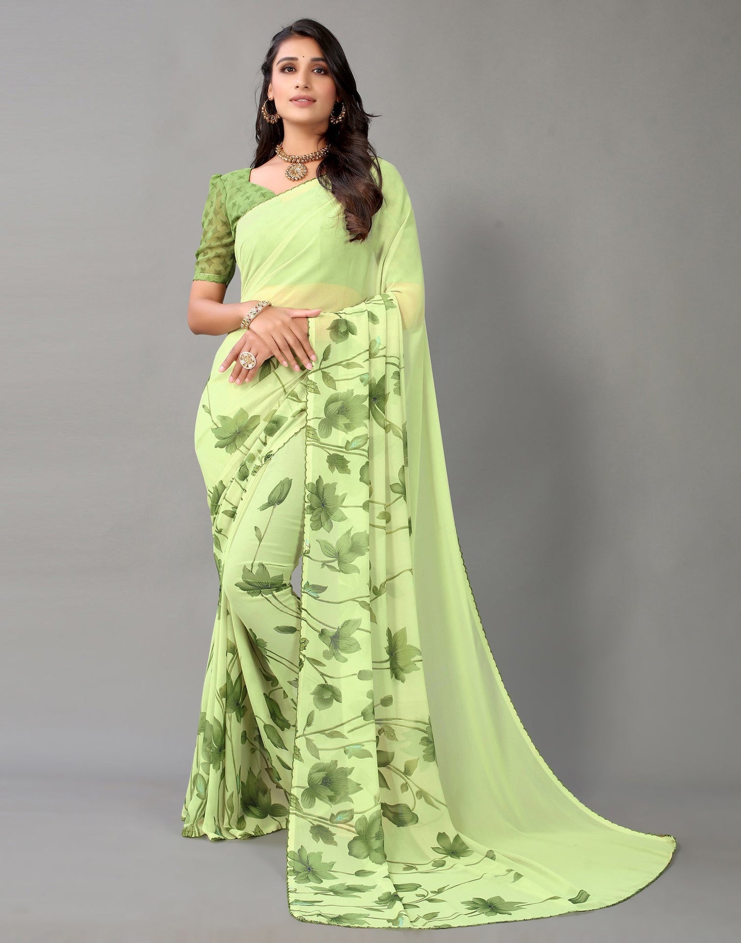 Light Green Georgette Saree | Leemboodi