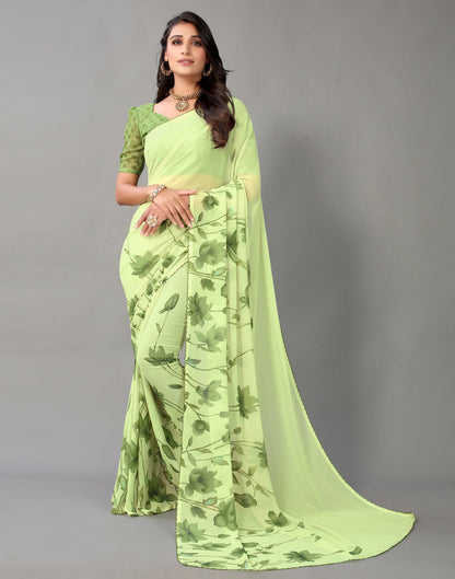 Light Green Georgette Saree | Leemboodi