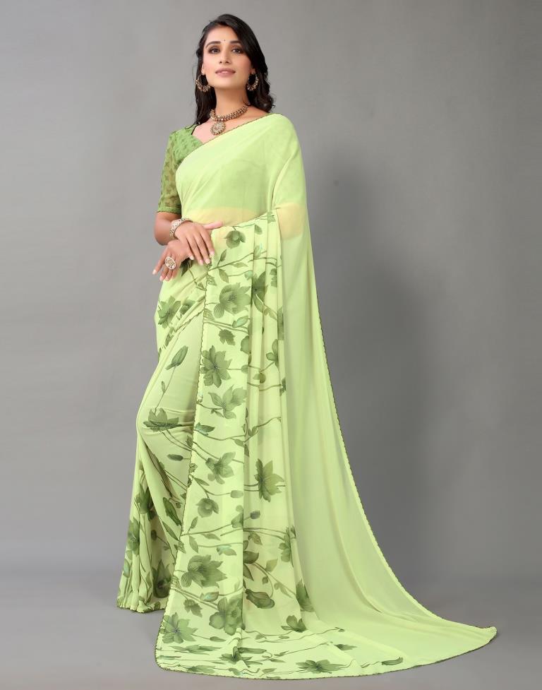 Light Green Georgette Saree | Leemboodi