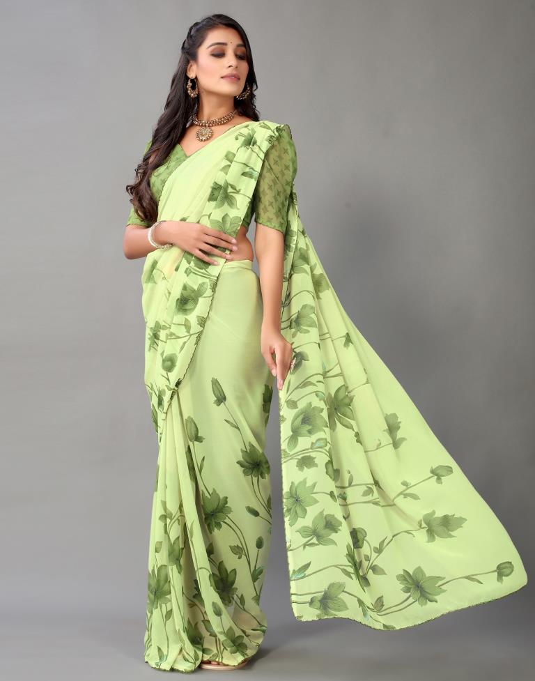 Light Green Georgette Saree | Leemboodi