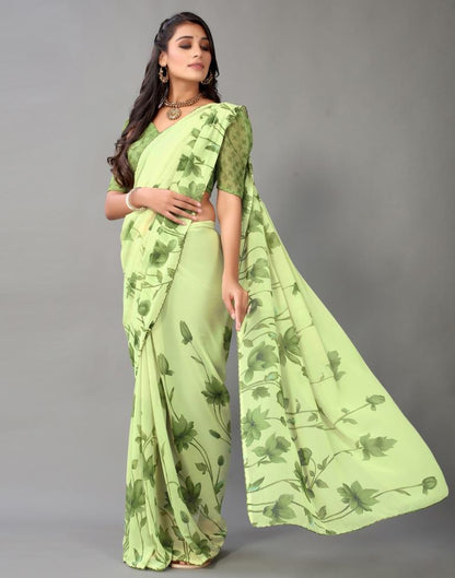 Light Green Georgette Saree | Leemboodi