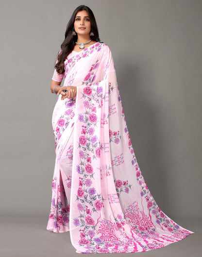 Light Pink Georgette Saree | Leemboodi