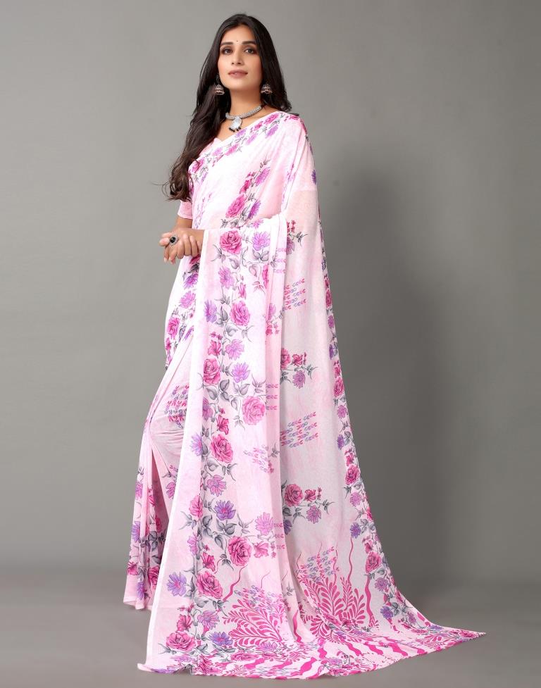 Light Pink Georgette Saree | Leemboodi