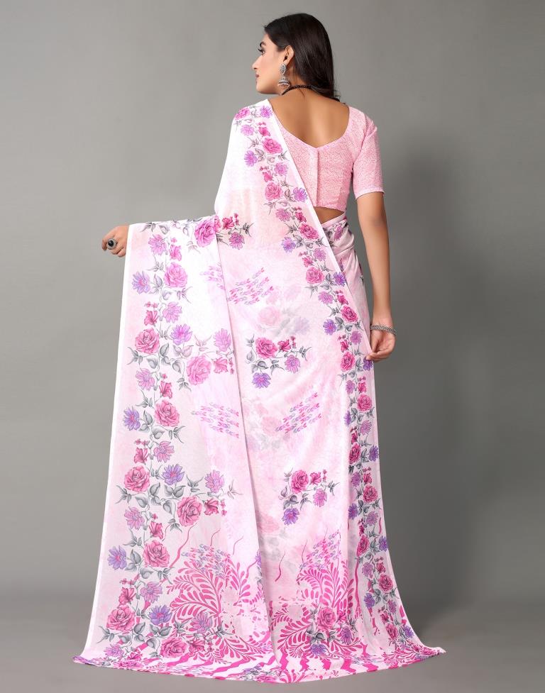 Light Pink Georgette Saree | Leemboodi