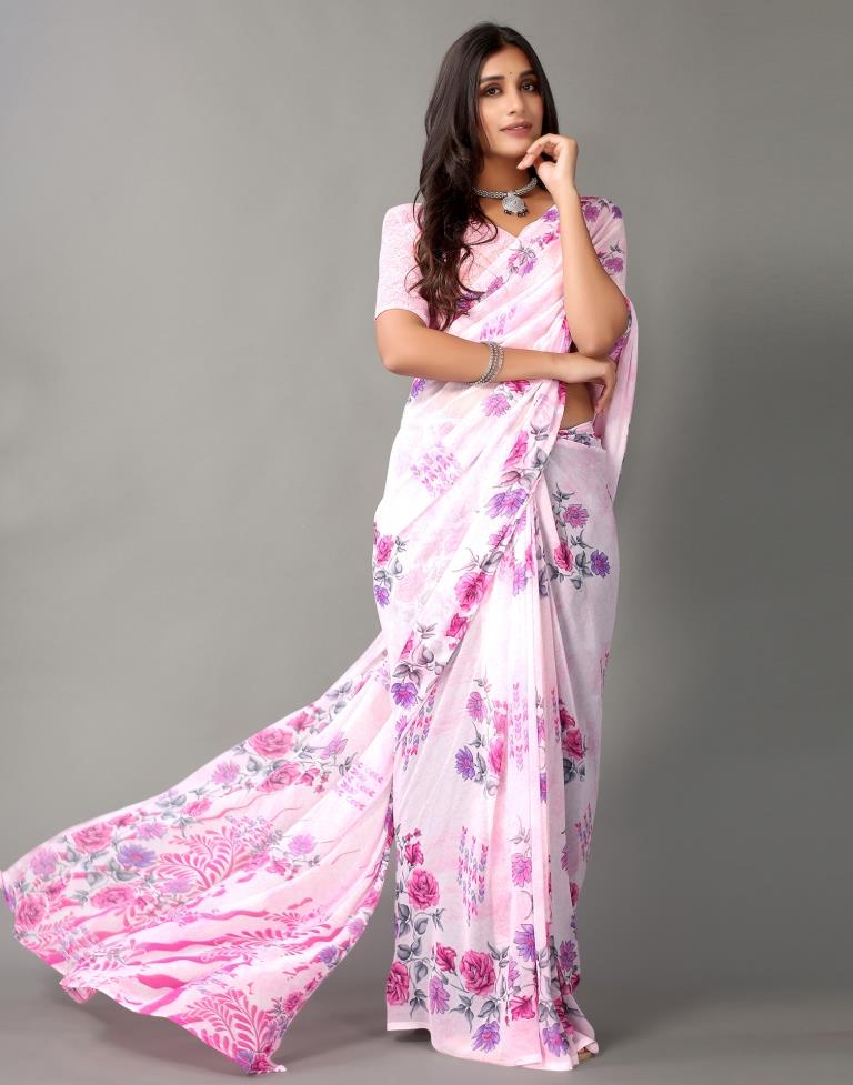 Light Pink Georgette Saree | Leemboodi