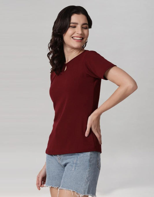 Maroon Coloured Lycra Knitted Top | Sudathi