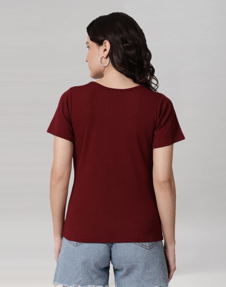 Maroon Coloured Lycra Knitted Top | Sudathi