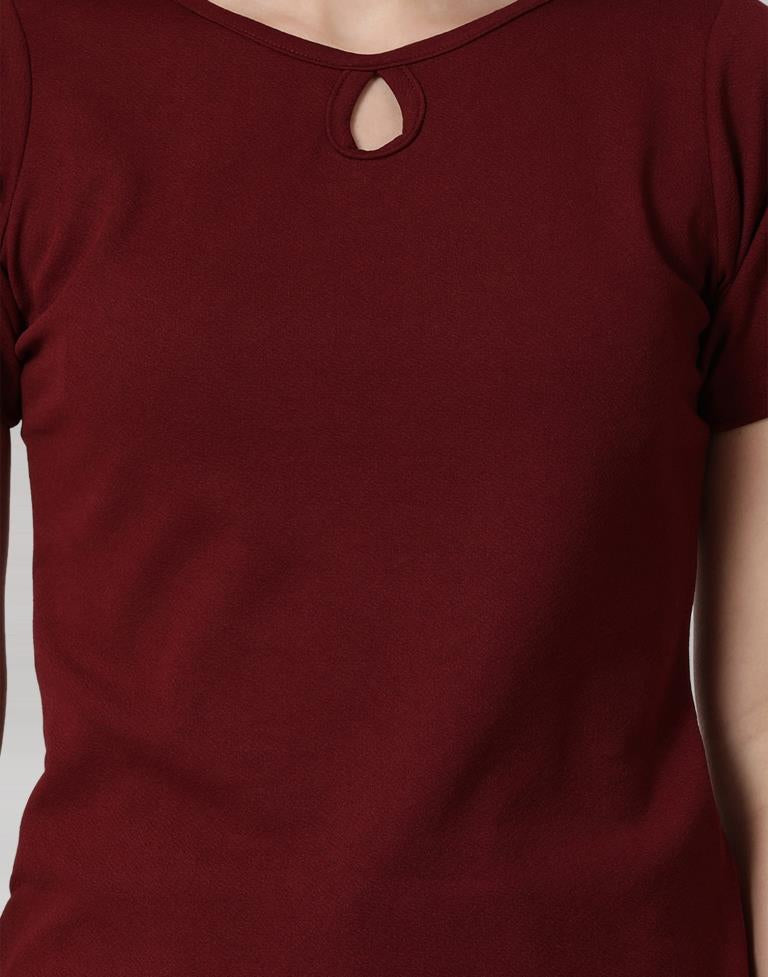 Maroon Coloured Lycra Knitted Top | Sudathi