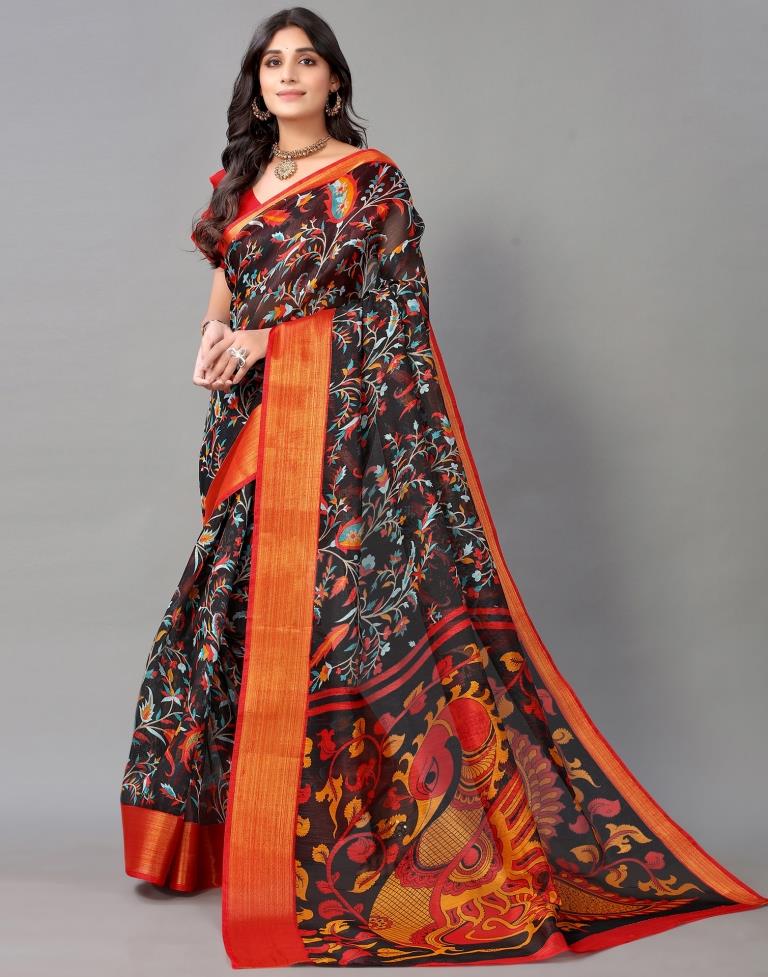 Black Cotton Saree | Leemboodi