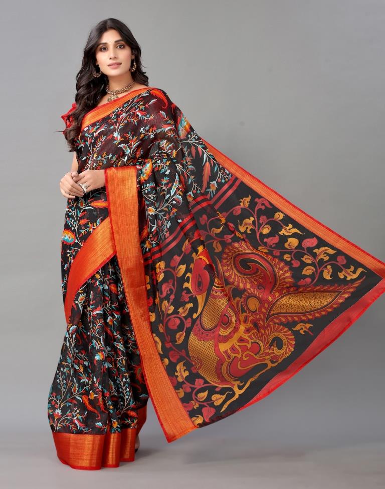 Black Cotton Saree | Leemboodi