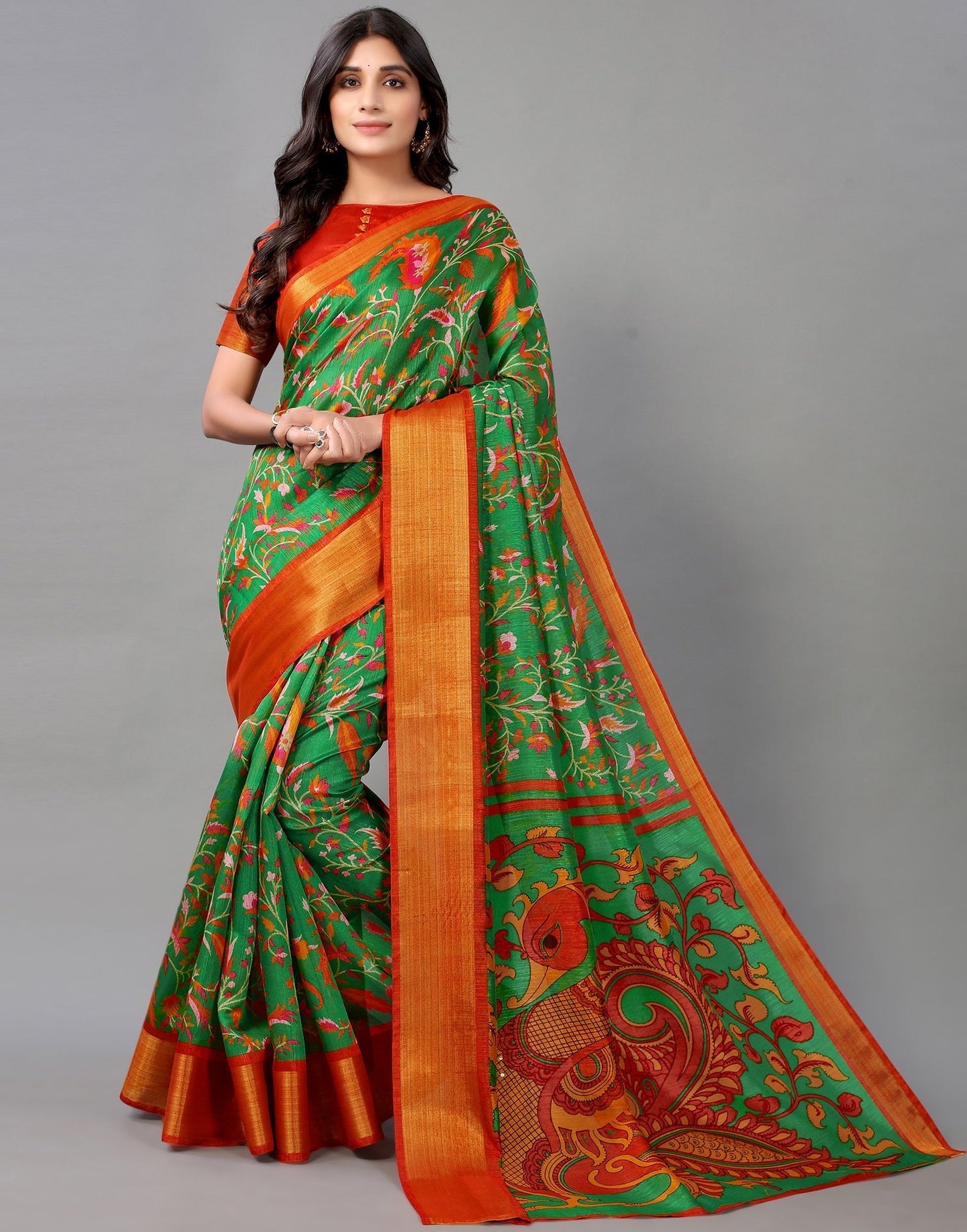 Green Cotton Saree | Sudathi