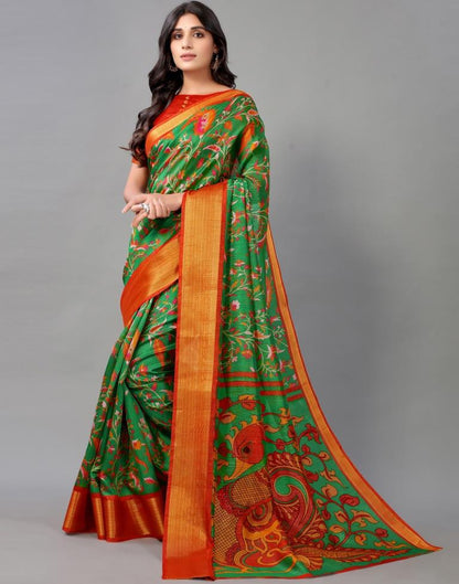 Green Cotton Saree | Sudathi