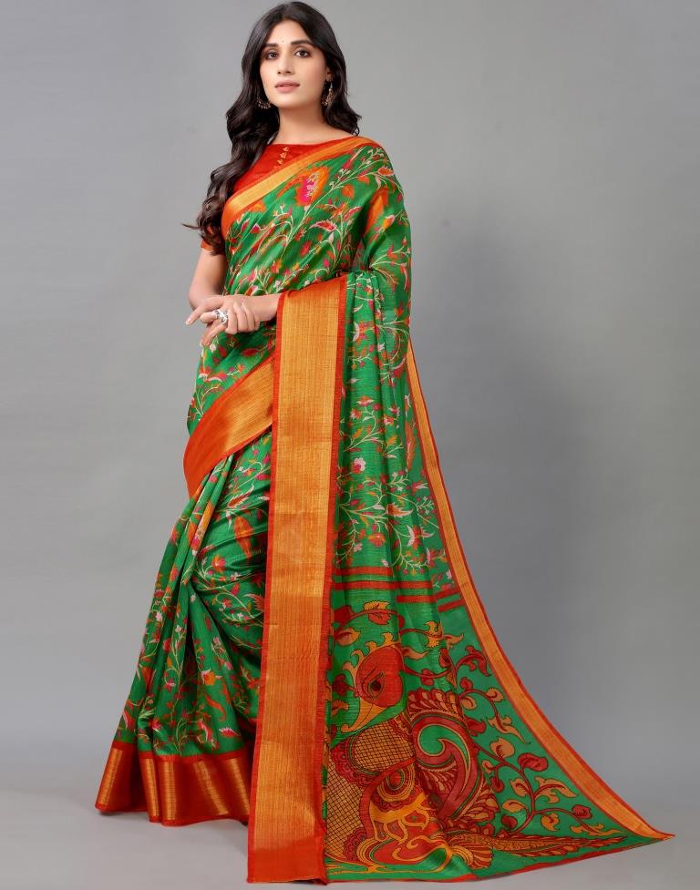Green Cotton Saree | Sudathi