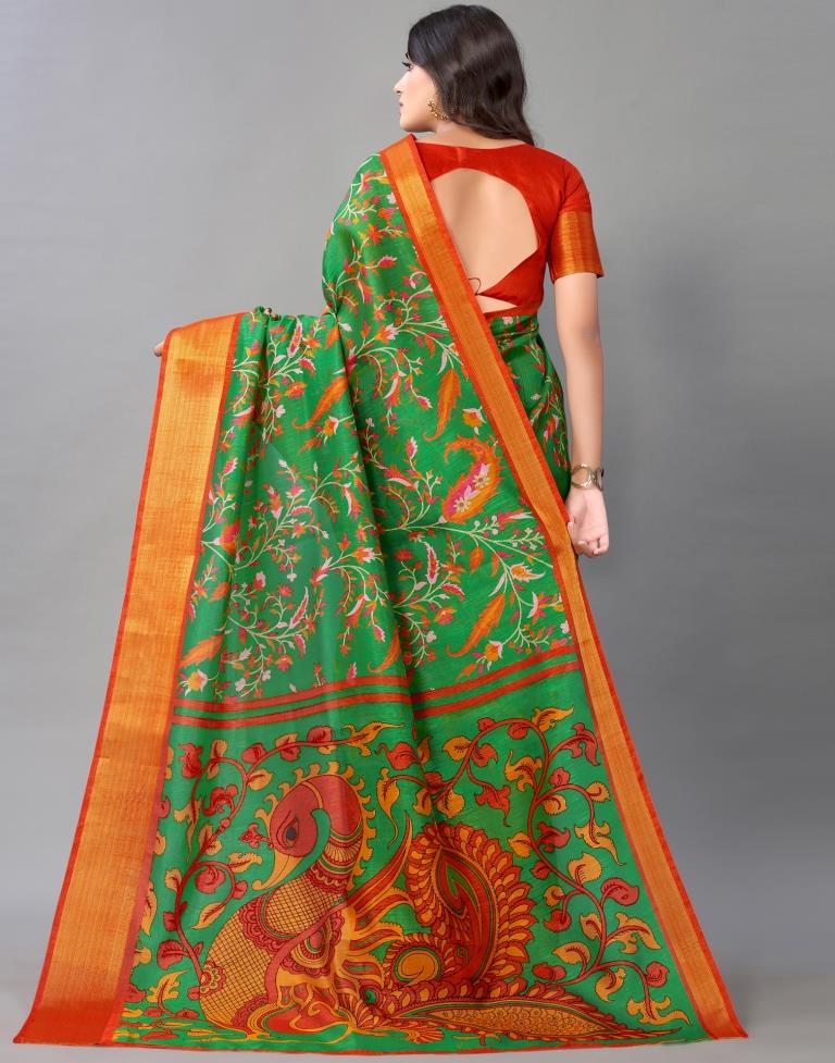 Green Cotton Saree | Sudathi