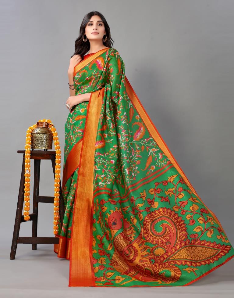 Green Cotton Saree | Sudathi
