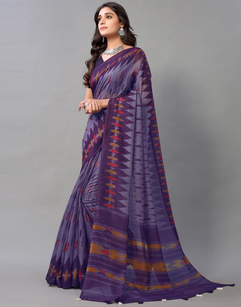 Purple Cotton Saree | Sudathi
