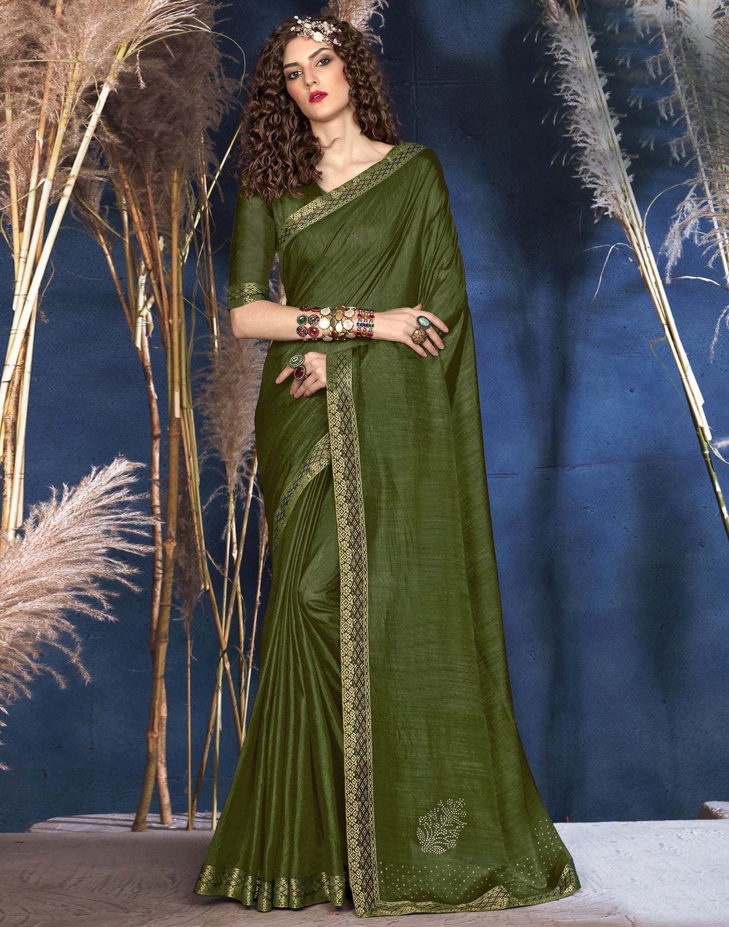 Mehndi Green Silk Saree | Leemboodi