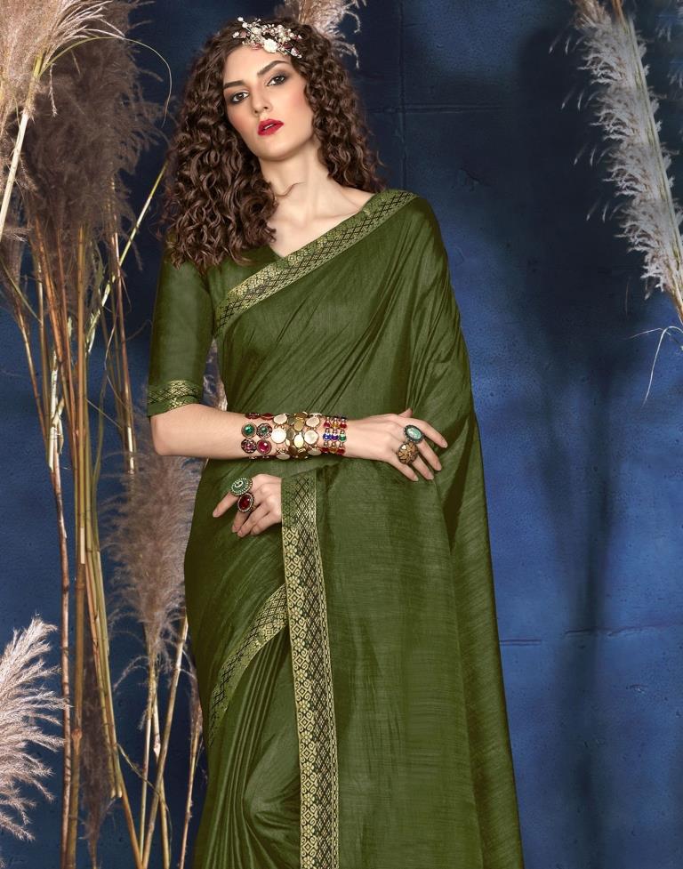 Mehndi Green Silk Saree | Leemboodi