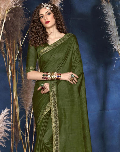Mehndi Green Silk Saree | Leemboodi