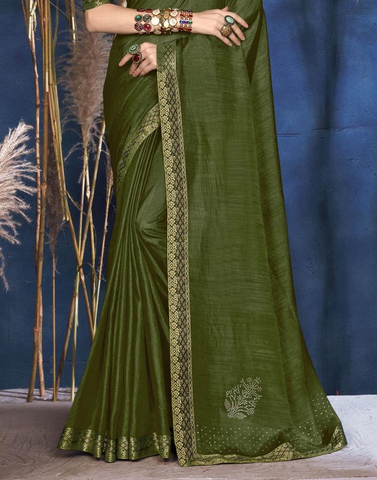 Mehndi Green Silk Saree | Leemboodi