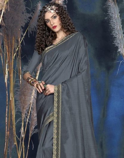Steel Grey Silk Saree | Leemboodi
