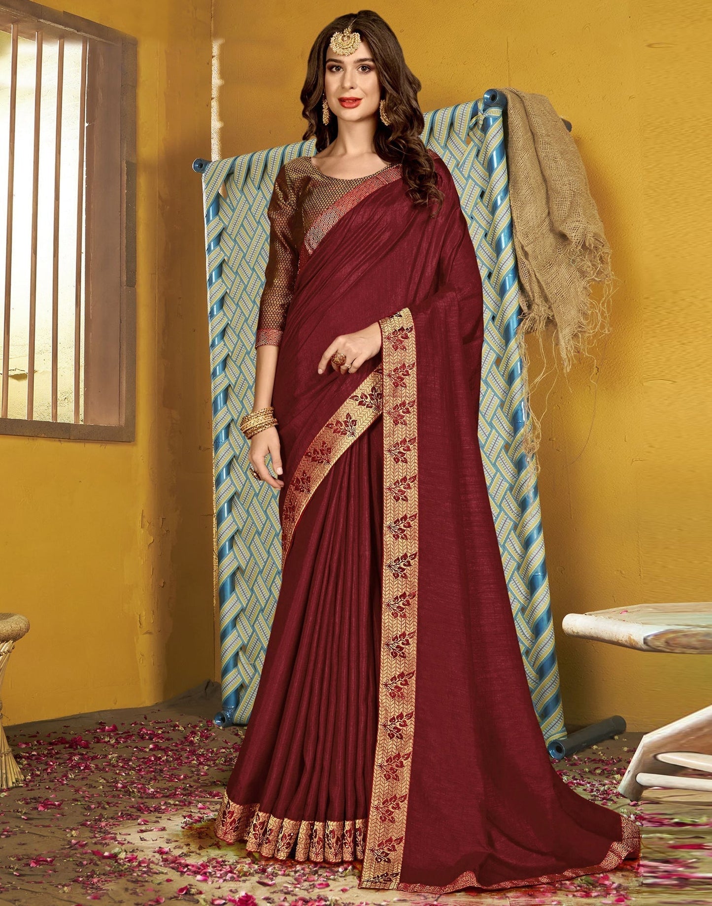 Maroon Silk Saree | Leemboodi