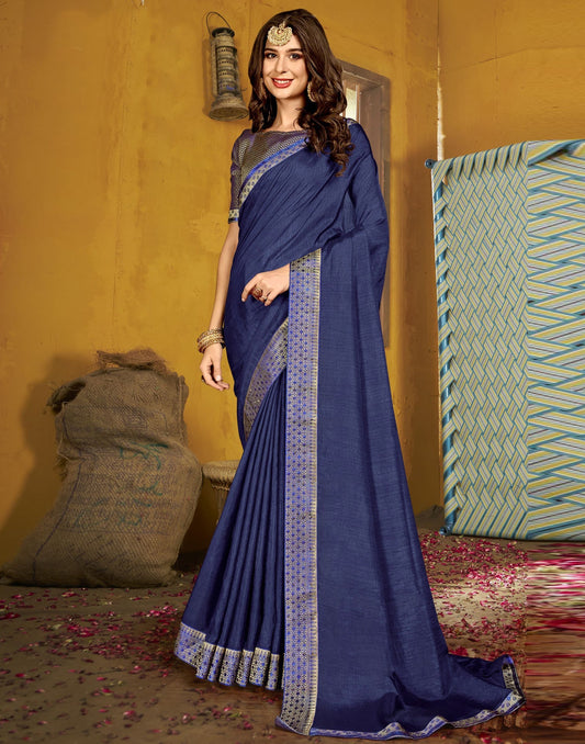 Navy Blue Silk Saree | Leemboodi