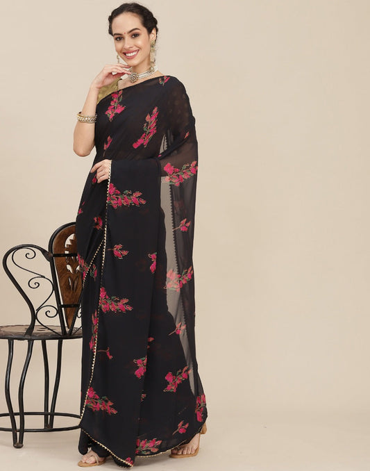 Black Georgette Saree | Sudathi