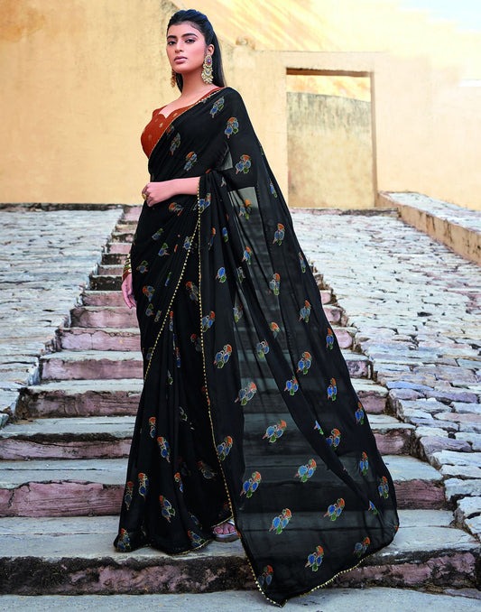 Black Georgette Saree | Sudathi