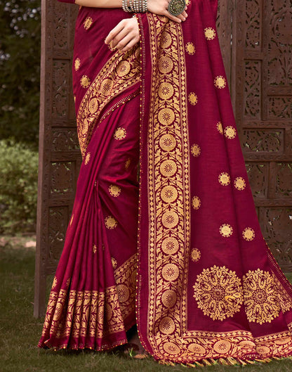 Maroon Printed Silk Saree