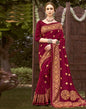Maroon Printed Silk Saree