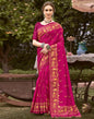 Hot Pink Printed Silk Saree