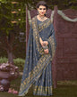 Grey Printed Silk Saree