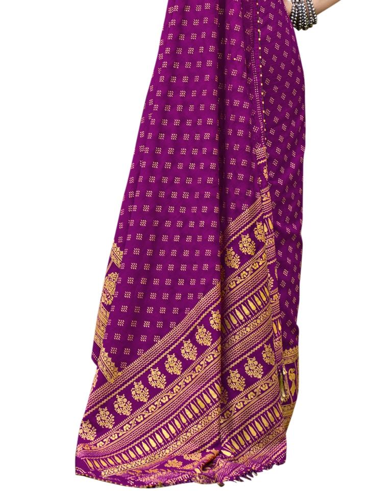 Purple Printed Silk Saree