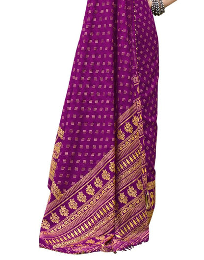 Purple Printed Silk Saree
