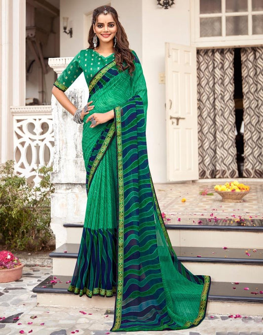 Jade Green Georgette Saree | Sudathi