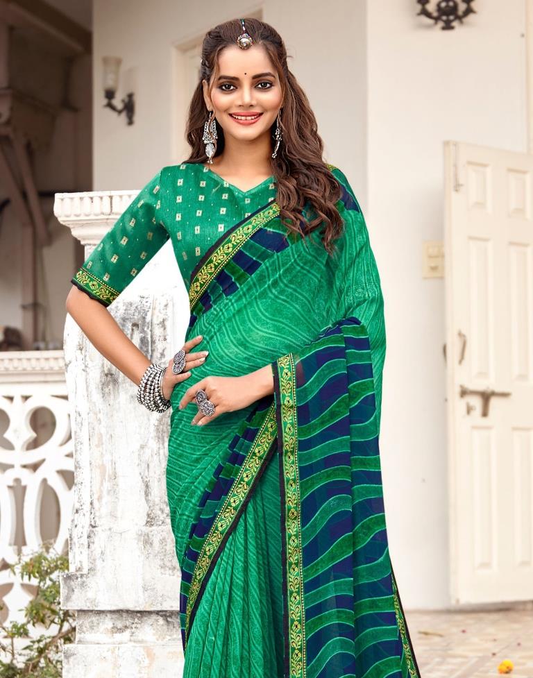 Jade Green Georgette Saree | Sudathi