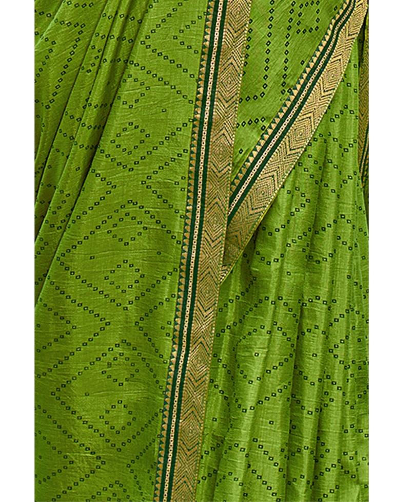 Light Olive Green Bandhani Silk Saree