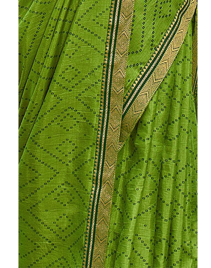 Light Olive Green Bandhani Silk Saree