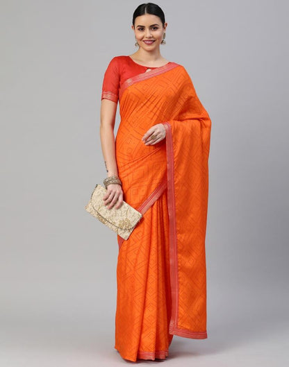 Dark Orange Bandhani Silk Saree