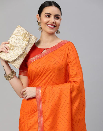 Dark Orange Bandhani Silk Saree