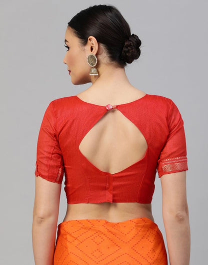 Dark Orange Bandhani Silk Saree