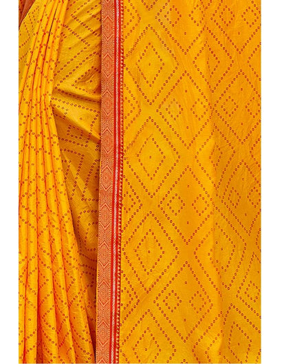 Yellow Bandhani Silk Saree