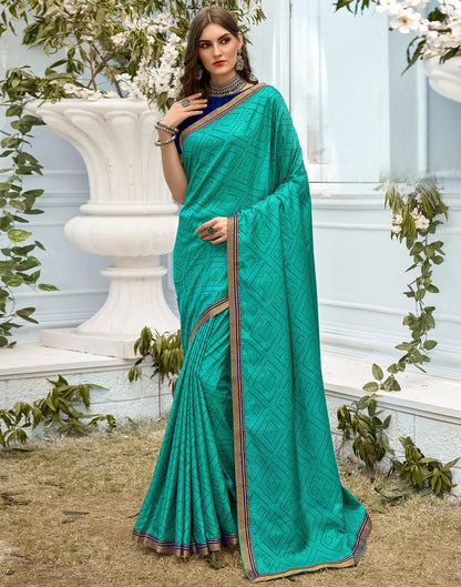 Turquoise Green Bandhani Silk Saree | Sudathi