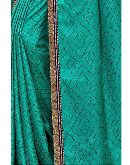 Turquoise Green Bandhani Silk Saree | Sudathi