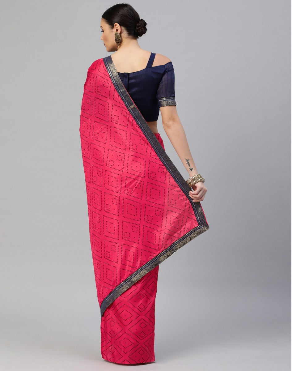 Hot Pink Bandhani Silk Saree | Sudathi